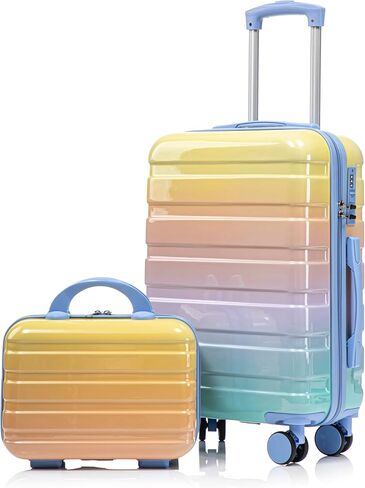 Merax 3 Piece Expandable ABS Hardshell Luggage Sets Spinner Wheel Suitcase TSA Lock Suit Case, Light Blue, 20/24/28 Inch in Kuwait