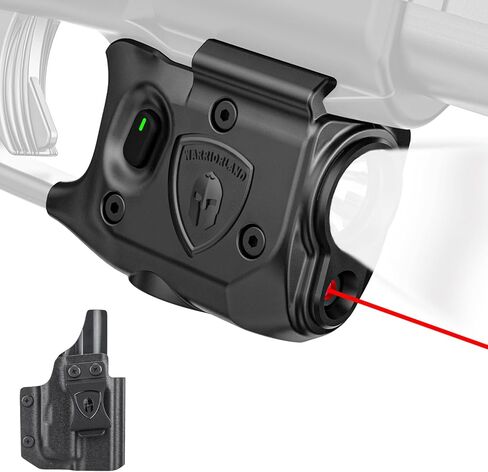 WARRIORLAND Pistol Light Laser مع الحافظة، مصمم حصريًا لـ Glock 43X MOS / 48 MOS، غير مناسب بدون قضبان 43/43X/48، ضوء تكتيكي مدمج 150 لومن مع ضوء LED أبيض ليزر أحمر وحافظة IWB in Kuwait