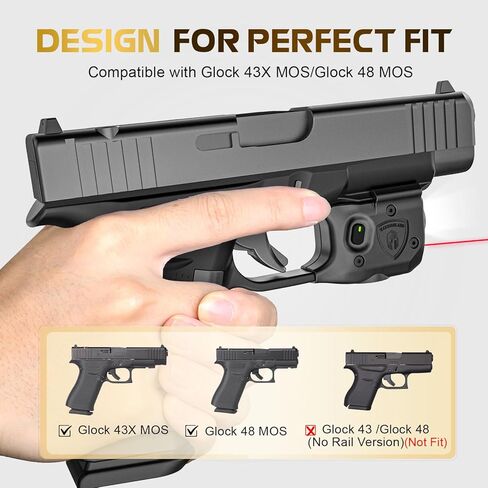 WARRIORLAND Pistol Light Laser مع الحافظة، مصمم حصريًا لـ Glock 43X MOS / 48 MOS، غير مناسب بدون قضبان 43/43X/48، ضوء تكتيكي مدمج 150 لومن مع ضوء LED أبيض ليزر أحمر وحافظة IWB in Kuwait