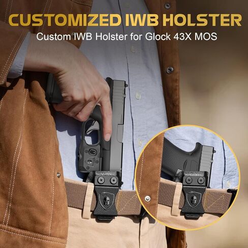 WARRIORLAND Pistol Light Laser مع الحافظة، مصمم حصريًا لـ Glock 43X MOS / 48 MOS، غير مناسب بدون قضبان 43/43X/48، ضوء تكتيكي مدمج 150 لومن مع ضوء LED أبيض ليزر أحمر وحافظة IWB in Kuwait