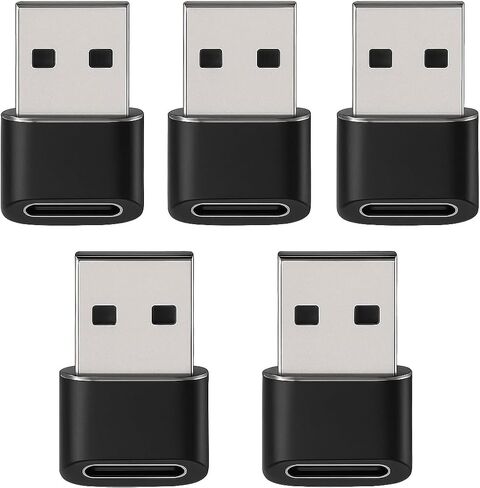 5 عبوات من محول USB C أنثى إلى USB A ذكر - محول OTG للشحن السريع للهواتف الذكية والأجهزة اللوحية وأجهزة الكمبيوتر المحمولة (فضي) in Kuwait