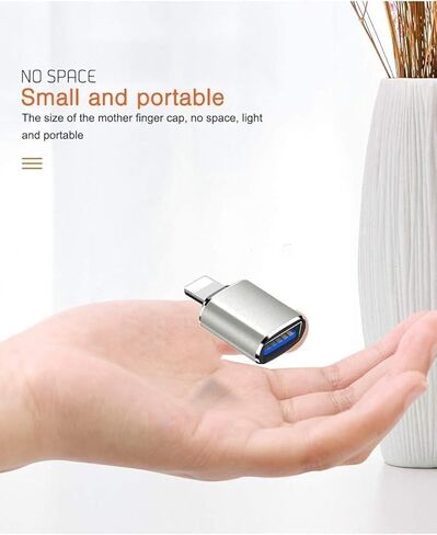 كابل محول Lightning إلى USB 3.0 أنثى OTG، 2 كابل مزامنة بيانات لهاتف iPhone 13/12/11/XR/X/XS/8/7، متوافق مع قارئ البطاقات، محرك فلاش، ماوس، لوحة مفاتيح MIDI (فضي) in Kuwait