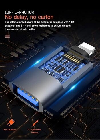 كابل محول Lightning إلى USB 3.0 أنثى OTG، 2 كابل مزامنة بيانات لهاتف iPhone 13/12/11/XR/X/XS/8/7، متوافق مع قارئ البطاقات، محرك فلاش، ماوس، لوحة مفاتيح MIDI (فضي) in Kuwait