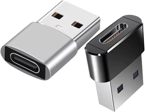 محول USB إلى نوع C، فضي وأسود، 2 محول USB ذكر إلى أنثى لأجهزة Mac والكمبيوتر الشخصي in Kuwait