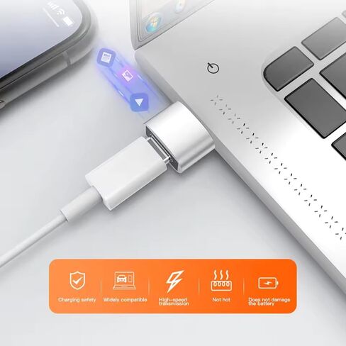 محول USB إلى نوع C، فضي وأسود، 2 محول USB ذكر إلى أنثى لأجهزة Mac والكمبيوتر الشخصي in Kuwait