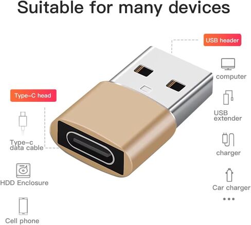 محول USB إلى نوع C، فضي وأسود، 2 محول USB ذكر إلى أنثى لأجهزة Mac والكمبيوتر الشخصي in Kuwait