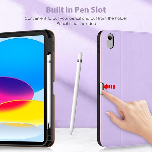 حافظة DTTO لجهاز iPad 11th (A16)/ الجيل العاشر مع لوحة مفاتيح (2025/2022)، غطاء جلدي قابل للفصل بإضاءة خلفية لاسلكية بـ 7 ألوان مع حامل قلم رصاص وجيب، أرجواني in Kuwait