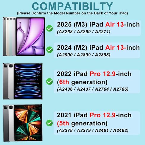 Keyboard Case for iPad Air 13 inch(M3 2025/M2 2024) & iPro 12.9 Case with Keyboard- 7 Colors Backlit, Detachable Folio Keyboard Cover for iPad Pro 12.9 (6th, 5th, 4th, 3rd gen) (Champagne) in Saudi Arabia