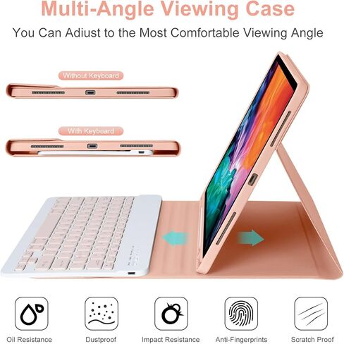 Keyboard Case for iPad Air 13 inch(M3 2025/M2 2024) & iPro 12.9 Case with Keyboard- 7 Colors Backlit, Detachable Folio Keyboard Cover for iPad Pro 12.9 (6th, 5th, 4th, 3rd gen) (Champagne) in Saudi Arabia