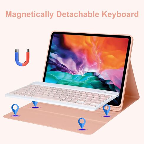 Keyboard Case for iPad Air 13 inch(M3 2025/M2 2024) & iPro 12.9 Case with Keyboard- 7 Colors Backlit, Detachable Folio Keyboard Cover for iPad Pro 12.9 (6th, 5th, 4th, 3rd gen) (Champagne) in Saudi Arabia