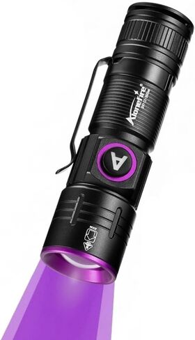 ALONEFIRE SV112 Mini 365nm UV مصباح يدوي USB قابل لإعادة الشحن Zoom Woods Lamp كاشف المال ضوء أسود للكشف عن بول الحيوانات الأليفة، العقرب، صيد الأسماك، المعادن، الصخور مع بطارية مدمجة in Kuwait