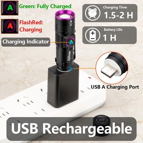 ALONEFIRE SV112 Mini 365nm UV مصباح يدوي USB قابل لإعادة الشحن Zoom Woods Lamp كاشف المال ضوء أسود للكشف عن بول الحيوانات الأليفة، العقرب، صيد الأسماك، المعادن، الصخور مع بطارية مدمجة in Kuwait
