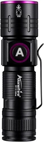 ALONEFIRE SV112 Mini 365nm UV مصباح يدوي USB قابل لإعادة الشحن Zoom Woods Lamp كاشف المال ضوء أسود للكشف عن بول الحيوانات الأليفة، العقرب، صيد الأسماك، المعادن، الصخور مع بطارية مدمجة in Kuwait