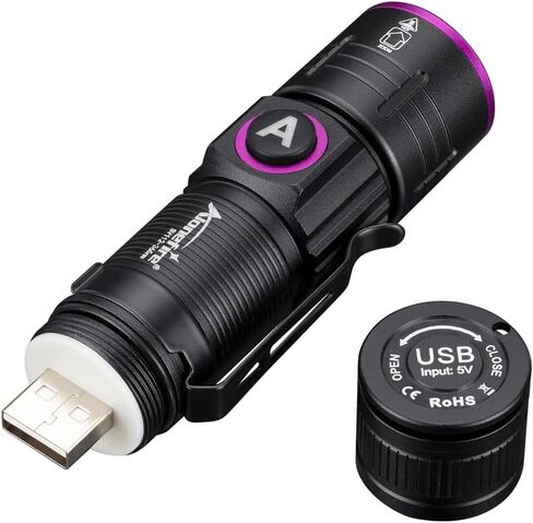 ALONEFIRE SV112 Mini 365nm UV مصباح يدوي USB قابل لإعادة الشحن Zoom Woods Lamp كاشف المال ضوء أسود للكشف عن بول الحيوانات الأليفة، العقرب، صيد الأسماك، المعادن، الصخور مع بطارية مدمجة in Kuwait