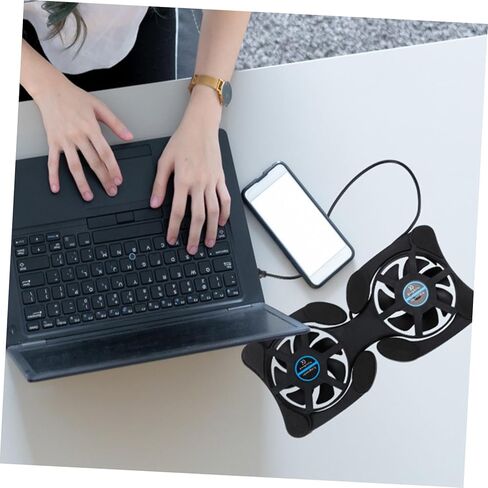 مبرد كمبيوتر محمول قابل للطي، مراوح USB، وسادة تبريد مريحة للكمبيوتر المحمول للألعاب والعمل، تصميم خفيف الوزن باللون الأسود in Kuwait