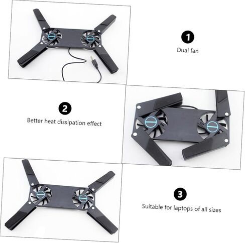 STOBOK 2Pcs USB Laptop Cooling Pad with Dual Fans Ventilated Support for All Laptops Slip Design for Travel and Business Use Efficient Heat Dissipation in Saudi Arabia