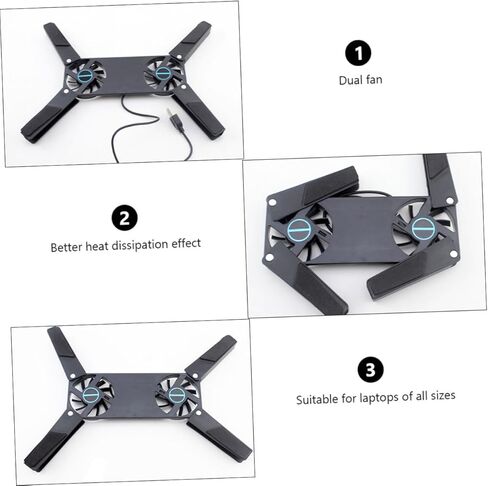 حامل تبريد للكمبيوتر المحمول USB قطعتين من Housoutil مع تصميم منزلق، وسادة تبريد محمولة للكمبيوتر المحمول للمسافرين والطلاب والمسافرين لأجهزة الكمبيوتر المحمولة in Kuwait