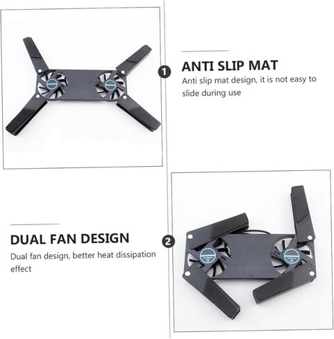 TEHAUX 2Pcs USB Laptop Cooling Pad with Dual Fans Slip Support Base Quiet Operation Portable Folding Design for All Laptop for Use in Saudi Arabia
