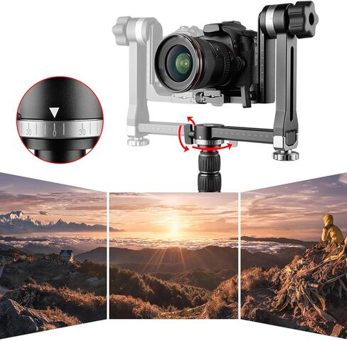 رأس تثبيت الكاميرا من سوراندي، 3 محاور دوران 360 درجة، مثبت محمول قابل للتعديل أفقيًا مع لوحة وأمان مزدوج للتصوير البانورامي in Kuwait