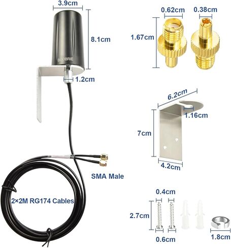 Boobrie 2x2 MIMO Outdoor WiFi Antenna 5G/4G LTE 700-3800MHz & WiFi 2.4-2.5GHz Omnidirectional WiFi Antenna with 6.56ft SMA Cables TS9 Adapter for IoT/Router/Networking/Tracking Equipment in Saudi Arabia