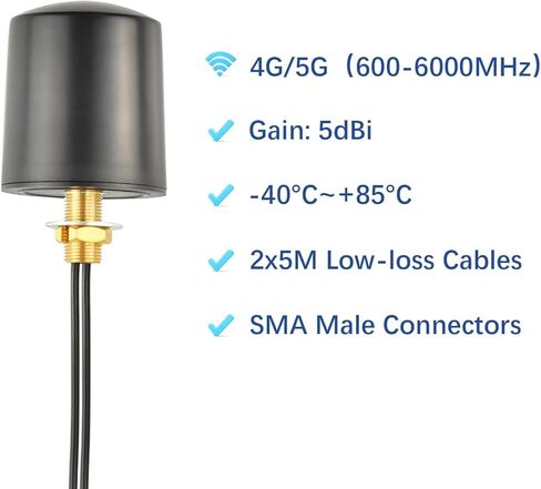Boobrie 2x2 MIMO Outdoor WiFi Antenna 600-6000MHz 5G 4G LTE Omnidirectional Antenna with 2x16.4ft Low Loss SMA Male Cables TS9 Adapters for Router Gateway T-Mobile/Verizon/AT&T Home Internet in Saudi Arabia