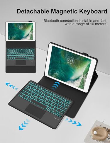 Touch Keyboard Case for iPad Pro 12.9 1st 2015/2nd 2017 Generation Case with Trackpad, Detachable Keypad for iPad Pro 12.9in Old Model: A1670/A1671/A1584/A1652 Cover Folio with Colors Backlight, Black in Saudi Arabia