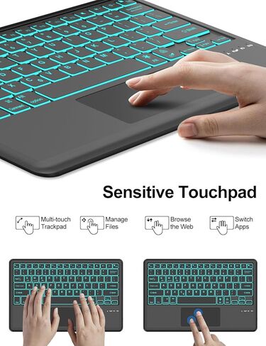 Touch Keyboard Case for iPad Pro 12.9 1st 2015/2nd 2017 Generation Case with Trackpad, Detachable Keypad for iPad Pro 12.9in Old Model: A1670/A1671/A1584/A1652 Cover Folio with Colors Backlight, Black in Saudi Arabia