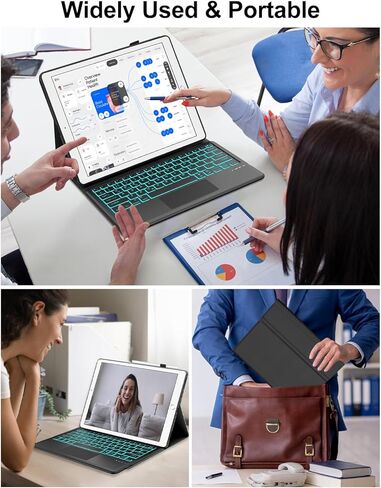 Touch Keyboard Case for iPad Pro 12.9 1st 2015/2nd 2017 Generation Case with Trackpad, Detachable Keypad for iPad Pro 12.9in Old Model: A1670/A1671/A1584/A1652 Cover Folio with Colors Backlight, Black in Saudi Arabia