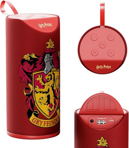 Harry Potter Gryffindor Wireless Bluetooth Speaker, IPX4 Water Resistant, 3 Hr Playtime, FM Radio + SD Slot, Officially Licensed | Harry Potter Gifts for Women, Men, Kids & All Fans of Gryffindor in Kuwait