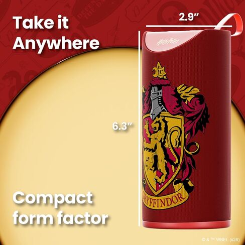 Harry Potter Gryffindor Wireless Bluetooth Speaker, IPX4 Water Resistant, 3 Hr Playtime, FM Radio + SD Slot, Officially Licensed | Harry Potter Gifts for Women, Men, Kids & All Fans of Gryffindor in Kuwait