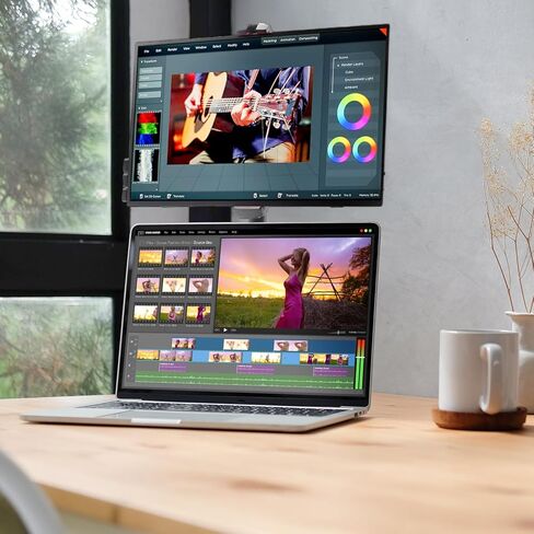 شاشة Kado المحمولة 15.6 بوصة FHD 1080p VESA/Clamp مجموعة حامل ثلاثي القوائم، شاشة ألعاب USB-C HDMI فائقة النحافة IPS مكبرات صوت مدمجة، شاشة خارجية لأجهزة الكمبيوتر المحمول والهاتف Mac Xbox PS4/PS5 Switch in Saudi Arabia