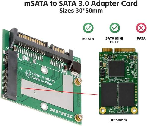 NFHK Low Profile 50Pin mSATA 3050 SSD 5x3cm to 2.5" SATA 3.0 22Pin Disk Adapter 6Gbps PCBA in Saudi Arabia
