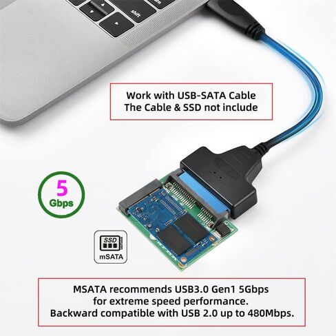 NFHK Low Profile 50Pin mSATA 3050 SSD 5x3cm to 2.5" SATA 3.0 22Pin Disk Adapter 6Gbps PCBA in Saudi Arabia