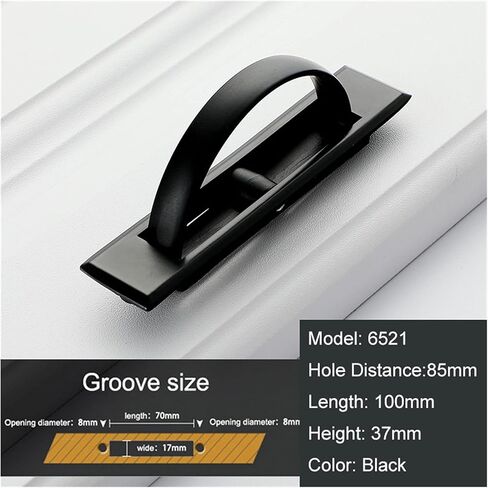 Cabinet Drawer Handle Secret Door Handle Zinc Alloy Embedded Pull Cover Base Cabinet Handle Black Bronze Furniture Handle Hardware(Black) in Saudi Arabia