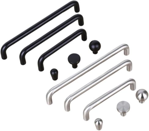 Cabinet Drawer Handle Modern Minimalist Wardrobe Door Handle 304 Stainless Steel Black Cabinet Single Hole Drawer Small Handle Drawer Handle(SS304 Brushed 224mm) in Saudi Arabia