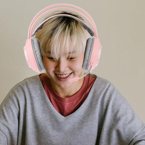 Wired Pink Ax120 Gaming Headset PC Stereo Head-Mounted Headphones Closed-Back Design for Home and Computer Use in Saudi Arabia