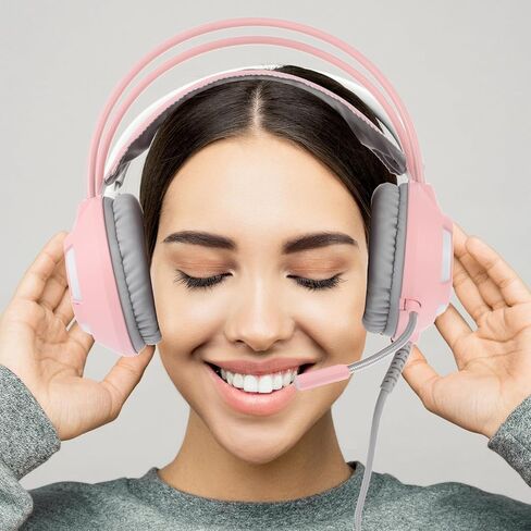 Wired Pink Ax120 Gaming Headset PC Stereo Head-Mounted Headphones Closed-Back Design for Home and Computer Use in Saudi Arabia
