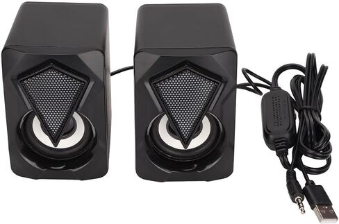 مكبر صوت X2 صغير لسطح المكتب، مصابيح LED ملونة RGB ومكبرات صوت محمولة تعمل بمنفذ USB مع مدخل Aux 3.5 مم، لأجهزة الكمبيوتر المحمول والكمبيوتر اللوحي والألعاب المنزلية والمكتب in Kuwait
