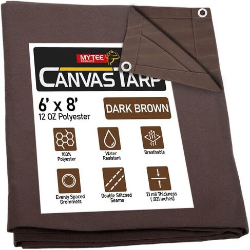 Mytee Products 10' x 12' Tan Canvas Tarp 12oz Heavy Duty Water Resistant in Kuwait
