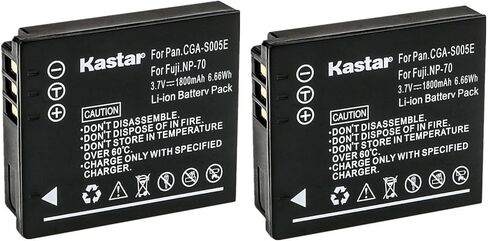 Kastar 2-Pack CGA-S005 Battery Replacement for Panasonic Lumix DMC- FX07, Lumix DMC- FX10, Lumix DMC- FX100, Lumix DMC- FX12, Lumix DMC- FX150, Lumix DMC- FX180, Lumix DMC- FX3, Lumix DMC- FX50 Camera in Saudi Arabia