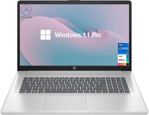 HP 17t Performance Business Laptop, 17.3" FHD, Intel Core i7-1355U, 16GB RAM, 1TB SSD, Fingerprint Reader, HDMI, SuperSpeed USB, Wi-Fi 6, Backlit Keyboard, Windows 11 Pro, Silver in Kuwait