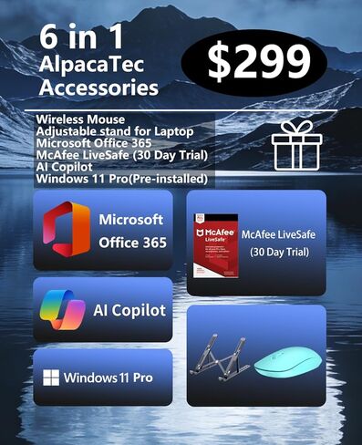 Lenovo IdeaPad 1i Laptop, Copilot AI, Microsoft Office, Intel Core i5-1335U（10-core, 16GB RAM 256GB SSD, 15.6'' FHD Display, Wi-Fi, Camera, Number Keypad, Windows 11 Pro, Alpacatec Accessories in Saudi Arabia