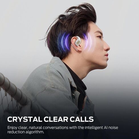 سماعات رأس Monster Open Ear AC310، سماعات أذن لاسلكية بلوتوث 5.4 مع صوت هاي فاي، سماعات أذن مفتوحة مع وقت تشغيل 60 ساعة، مكالمة واضحة ENC، عناصر تحكم باللمس، سماعات رأس لاسلكية مقاومة IPX5 (أبيض) in Kuwait