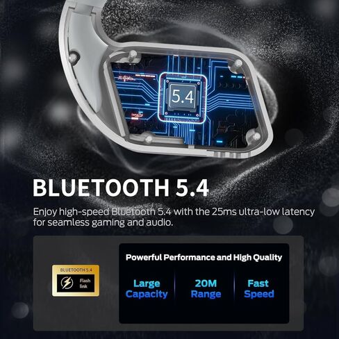 سماعات رأس Monster Open Ear AC310، سماعات أذن لاسلكية بلوتوث 5.4 مع صوت هاي فاي، سماعات أذن مفتوحة مع وقت تشغيل 60 ساعة، مكالمة واضحة ENC، عناصر تحكم باللمس، سماعات رأس لاسلكية مقاومة IPX5 (أبيض) in Kuwait