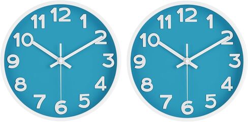 HIPPIH Clock Black Wall Clock Silent Non Ticking Quality Quartz - 10 Inch Round Easy to Read for Home Office & School Decor Clock in Kuwait