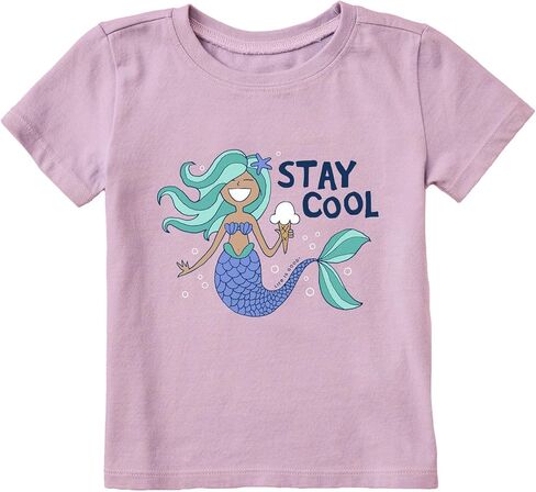 الحياة جيدة. تي شيرت كراشر بأكمام قصيرة للأطفال الصغار Stay Cool Mermaid، بنفسجي أرجواني in Saudi Arabia