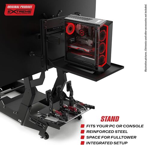 جهاز الكمبيوتر/وحدة التحكم Extreme Simracing 4.0 - منصة خلفية شديدة التحمل للهيكل 4.0 | يناسب أجهزة الكمبيوتر ووحدات التحكم ذات البرج الكامل | إدارة الكابلات | قاعدة من الفولاذ المقوى (تدعم ما يصل إلى 66 رطلاً) in Kuwait
