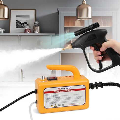 Moongiantgo 1700W High Pressure Steam Cleaner Handheld Portable Tankless Steam Cleaning Machine for Car Detailing Commercial Home Use Kitchen Bathroom Grout Tile (Black, 110V) in Saudi Arabia