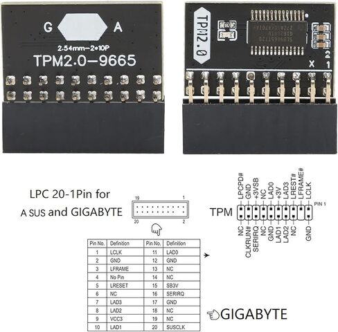 Ejoyous TPM 2.0 وحدة أمان التشفير 20 Pin 2 10P معالج تشفير مستقل TPM2.0 وحدة للوحة الأم in Saudi Arabia