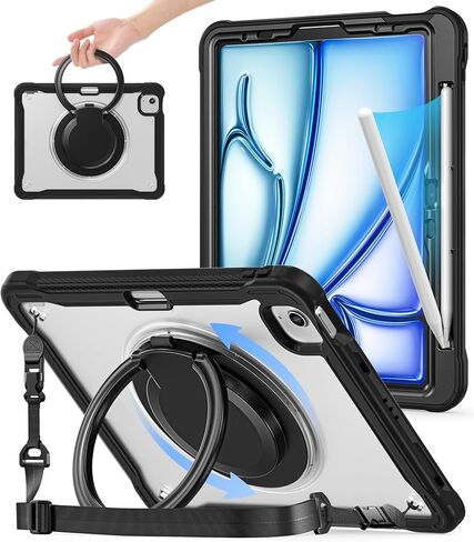 BATYUE Case for iPad Air 11 Inch M3/M2 (2025/2024), Air 5th/4th 10.9 Inch (2022/2020), Pro 11" 4th/3rd/2nd/1st, Shockproof Cover with 360 Rotating Stand, Pencil Holder, Shoulder Strap, Starlight in Saudi Arabia